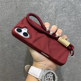 uxury Wrinkle Matte Wrist Strap Phone Case for iPhone
